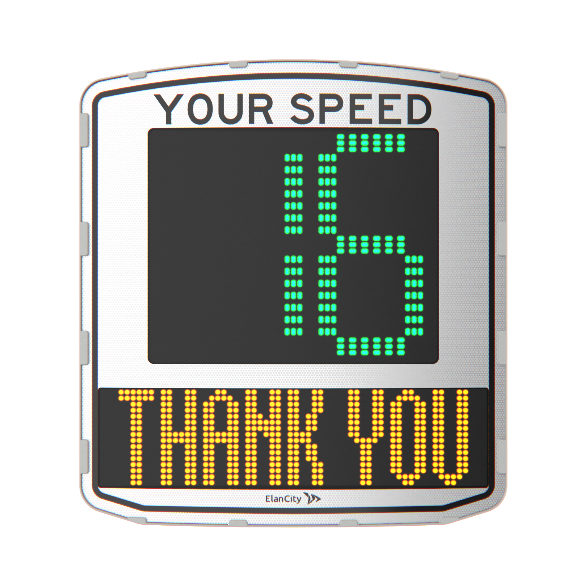 Visual of EVOLIS Radar speed sign in white frontface