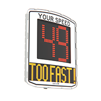 white LED Digital Speed Limit Sign with too fast message