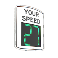 evolis mobility portable radar speed sign left view with numbers in green