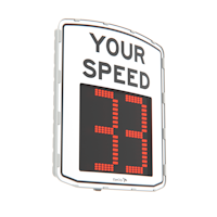 evolis mobility portable radar speed sign left view with number in red